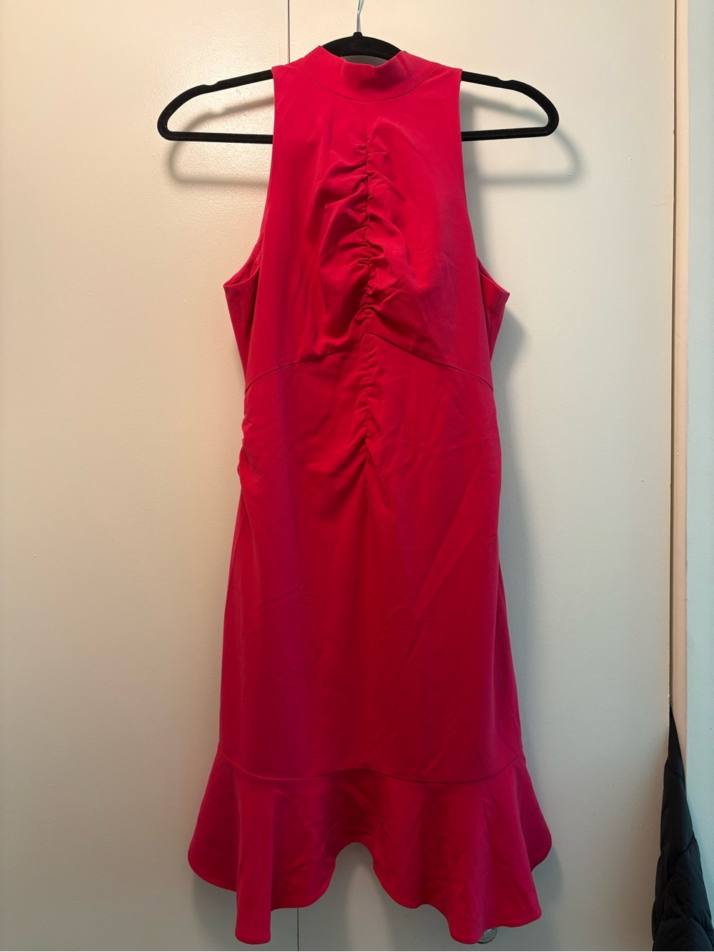 Halston Heritage Fuchsia Ruched Halter  Dress